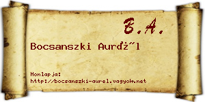 Bocsanszki Aurél névjegykártya